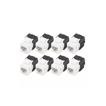 Digitus CAT 6 Keystone Jack onafgeschermd, 8 stuks, plat, zwart/wit, RJ-45