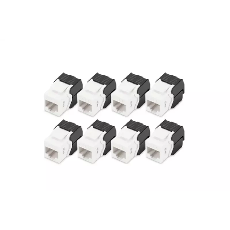 Digitus CAT 6 Keystone Jack onafgeschermd, 8 stuks, plat, zwart/wit, RJ-45