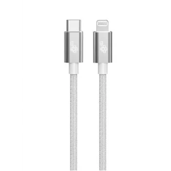 TB kabel USB-C - Lightning gevlochten 1m, zilver