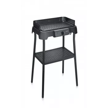 SEVERIN PG 8596 tafel-elektrogrill, 2000 W, rechthoekig rooster, zwart, draaiknop