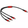 USB-oplaadkabel DeLOCK 3-in-1 USB Type-C naar 3 x USB Type-C 30 cm zwart/rood