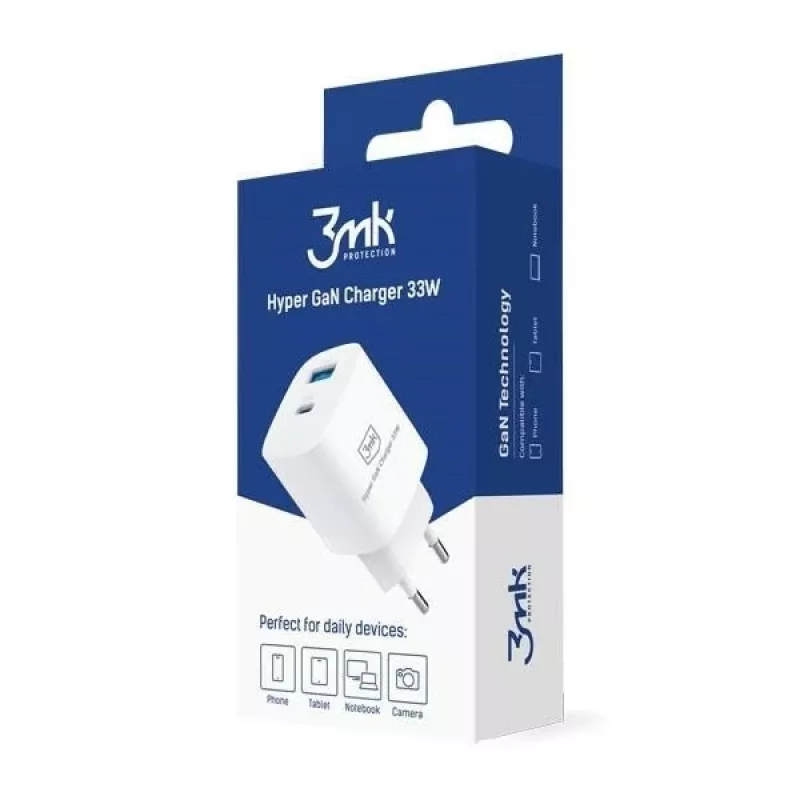Oplader 33W GaN PD 1xUSB-A+1xUSB-A