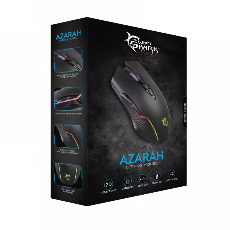 White Shark GM-5003 gaming-muis Azarah zwart