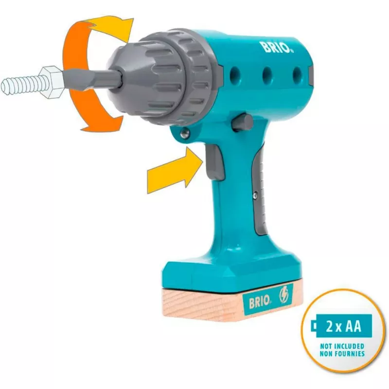 Accuschroevendraaier speelgoed BRIO Builder model 63460000 — realistische vormgeving, gereedschap op batterijen