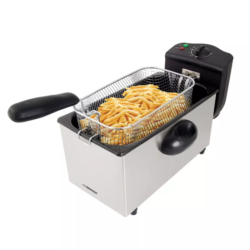 Friteuse ESPERANZA FALAFEL Single 3 L — roestvrijstalen bak, 2200 W, instelbare thermostaat