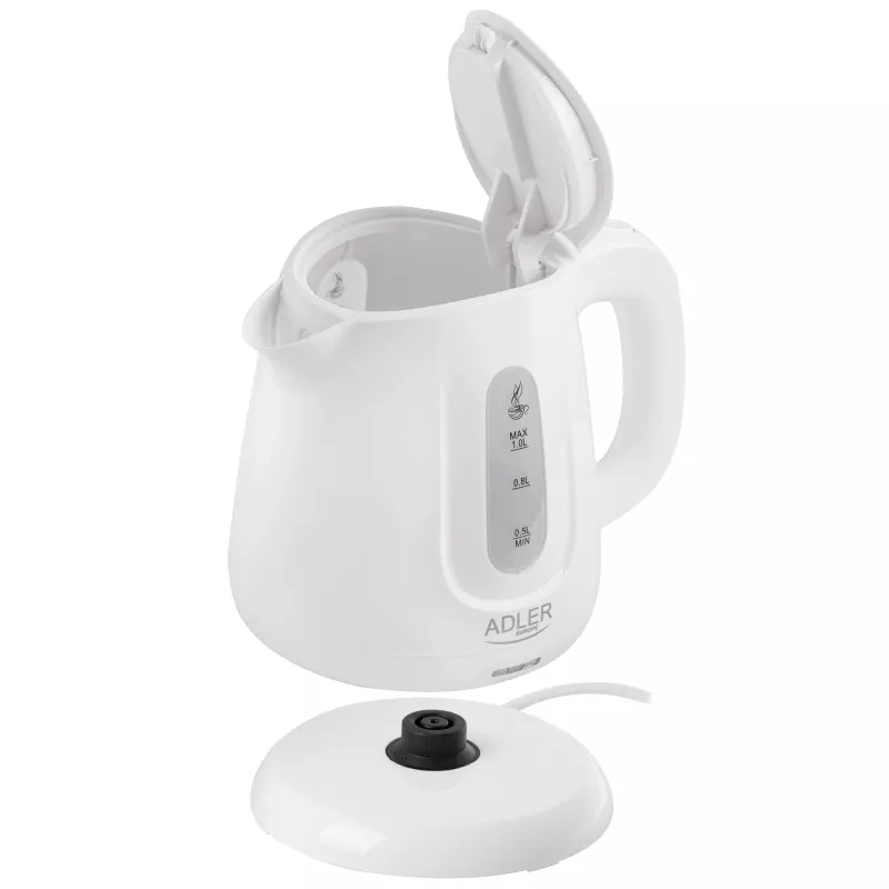 Waterkoker Adler AD 1373 – 1 L inhoud, 850 W, wit, 360°-basis, polypropyleen