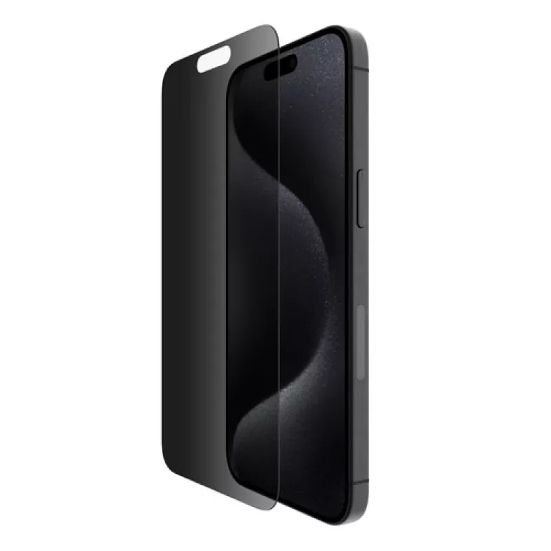 Belkin ScreenForce Pro - beeldschermbescherming voor mobiele telefoon - 2,5D - glas - met privacyfilter - glas - voor Apple iPhone 15 Pro Max (OVA150ZZ)