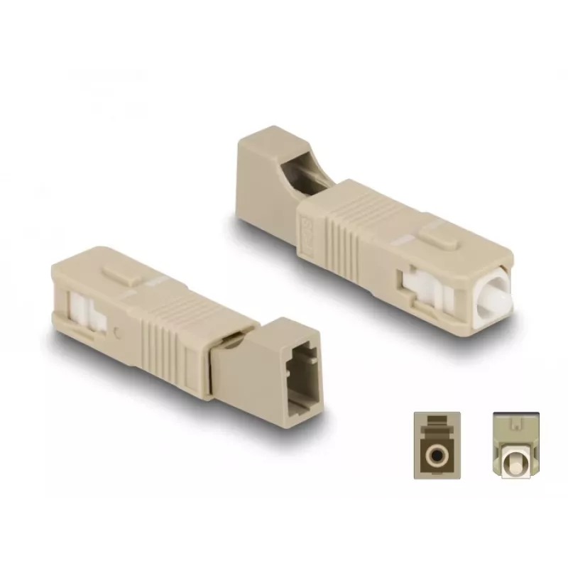 DeLOCK hybridekoppeling voor glasvezel SC simplex stekker naar LC simplex bus beige