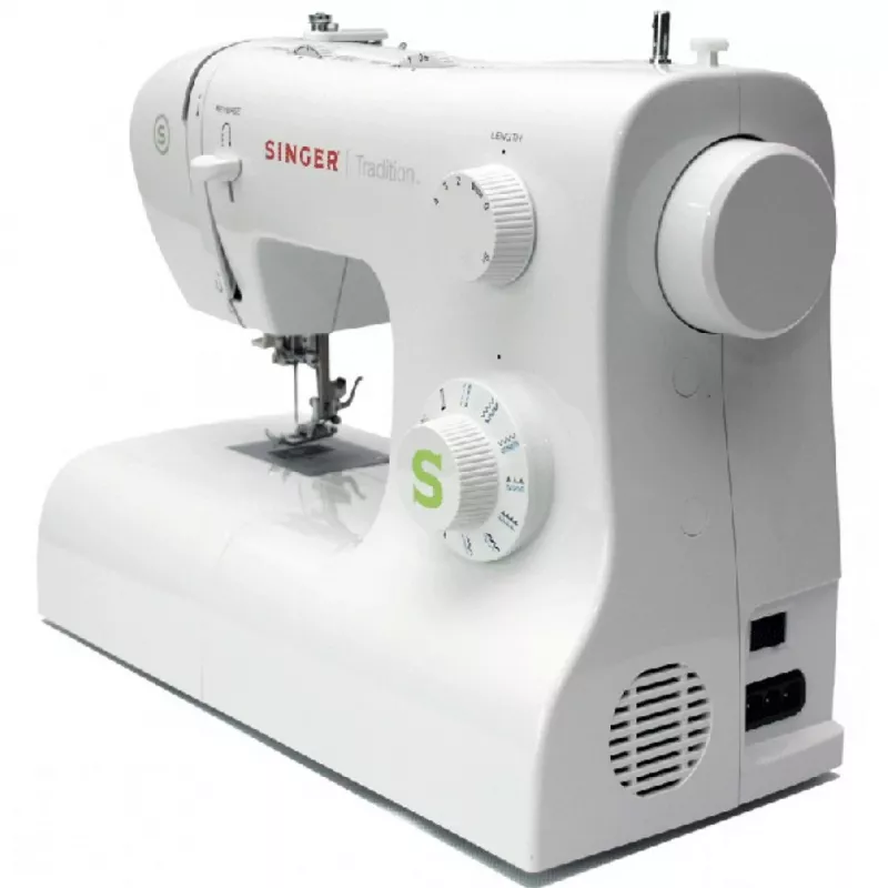 Naaimachine SINGER Tradition 2273 — halfautomatisch, 23 steken, 4-staps knoopsgat, vrijarm, wit