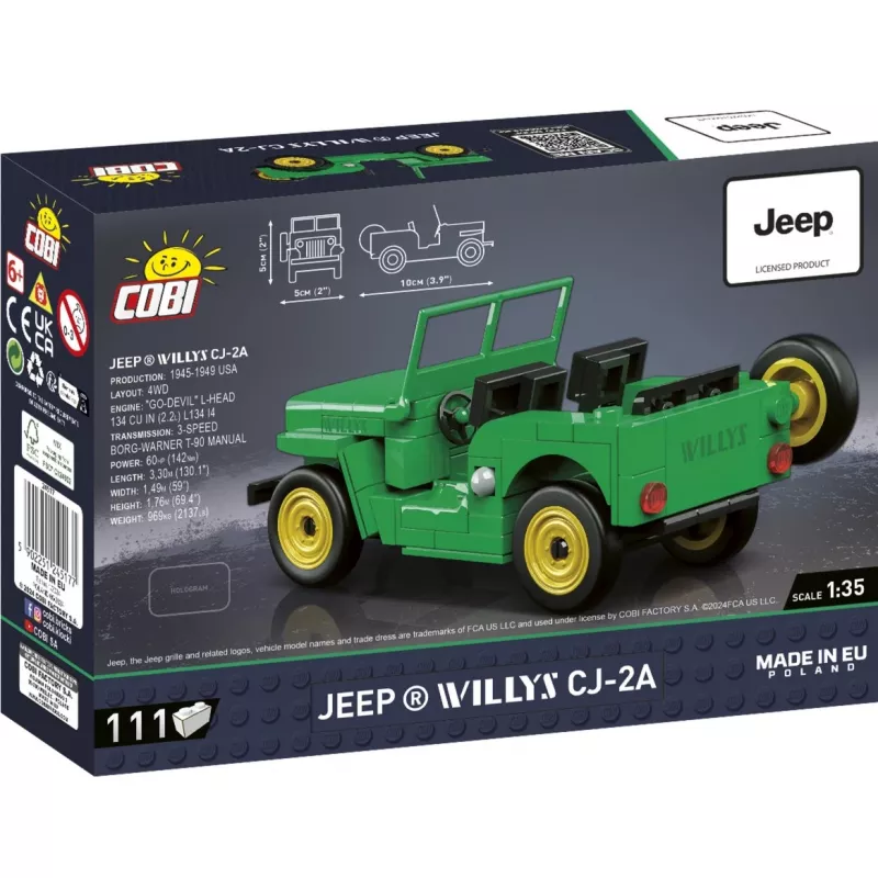 Cobi constructiespeelgoed Jeep Willys CJ-2A Groen Model 24517 – bouwsteenset