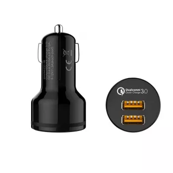 CC-T8 ultrasnelle auto-oplader 2x USB 3.0 6A 36W + micro-USB-kabel 1m