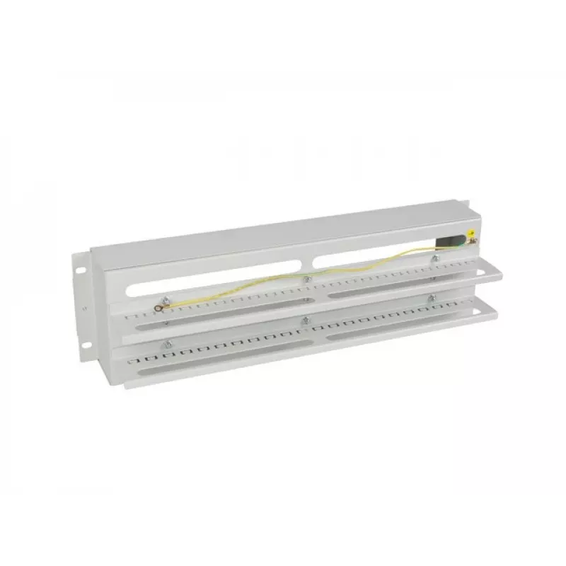 Lanberg AK-VDP103-S 19-inch 3U spanningsverdeelpaneel met DIN TS-35-rail, grijs