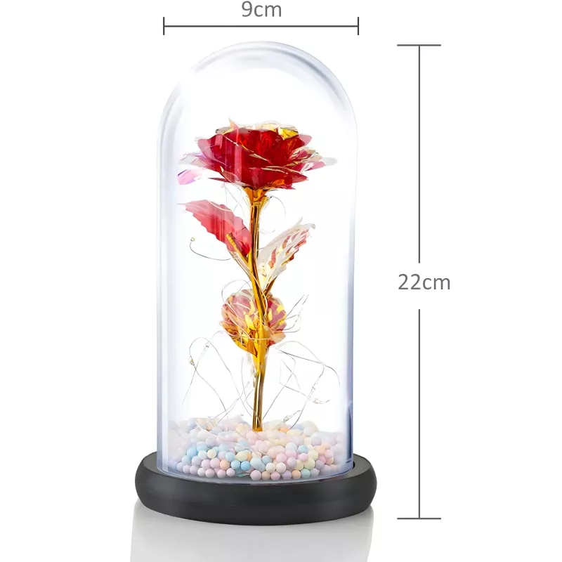 Eeuwige roos in glas Extralink Home, rode LED lichtgevend