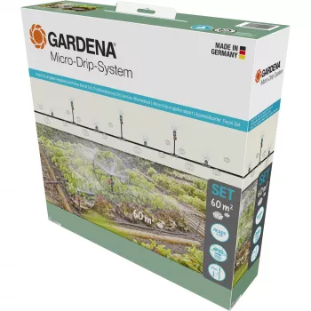 Micro-Drip-Systeem druppelirrigatieset groente-/bloembed 60 m², druppelaar zwart/grijs, model 2023
