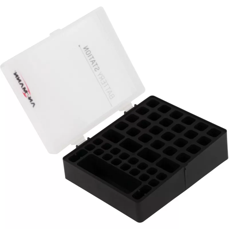 Ansmann Battery Box 48 Batterijbox voor 24x AA, 16x AAA en 4x 9V, Zwart/Transparant