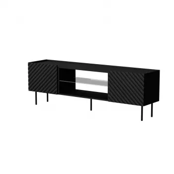 TV-kast cama meble LUCCA 180x40x59 cm, zwart spaanplaat bovenkant, zwart frame