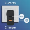Qoltec 52380 Super Quick PD-oplader | 1xUSB-C | 1xUSB | 65W | 5-20V | 1,5-3,25A | zwart