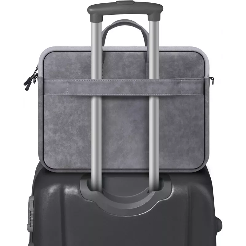 Toploader-tas DEFENDER Solid voor 15,6 inch laptops, polyurethaan, grijs, draaggreep, afneembare schouderriem