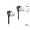 DeLOCK RJ45 netwerkkabel Cat.6A S/FTP slank 90° naar beneden 2 m zwart