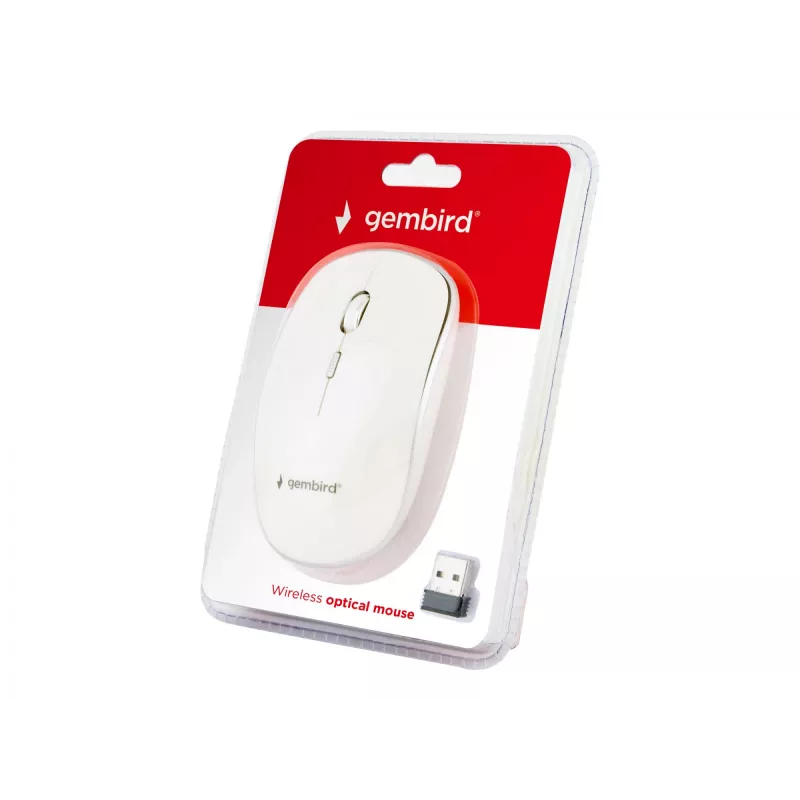 Draadloze muis GEMBIRD MUSW-4B-01-W, dubbelhandig, optisch 1600 DPI, 4 knoppen, RF Wireless, wit