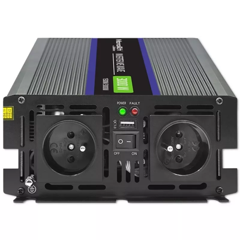 Omvormer QOLTEC Monolith 3000 MS Wave, 12V→230V, 1500/3000W, met USB