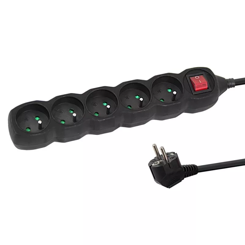 Stroomverlenging Esperanza ELK214K 1.5 m kabel 5 Type E-stopcontacten binnen zwart