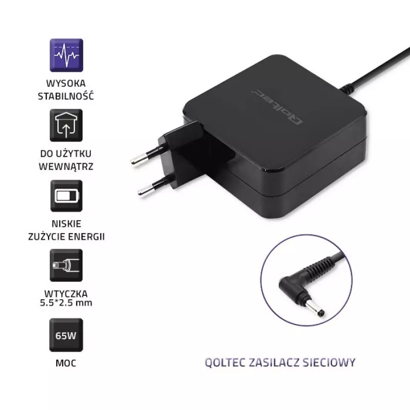 Qoltec 51745 voeding/omvormer indoor 65 W zwart