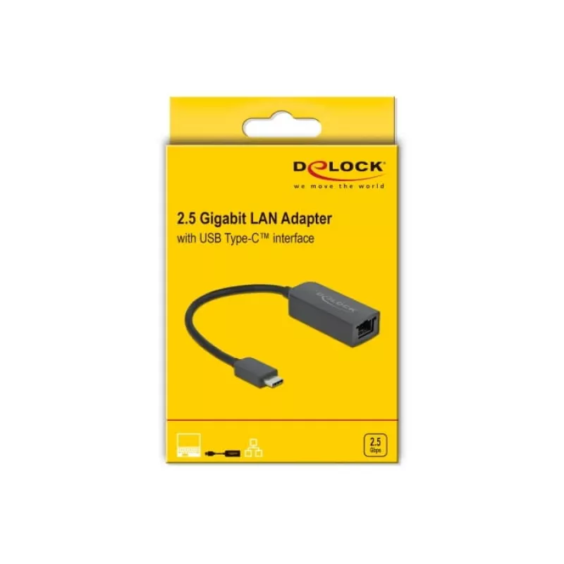 Adapter USB Type-C stekker naar 2,5 Gigabit LAN compact DeLOCK 66645
