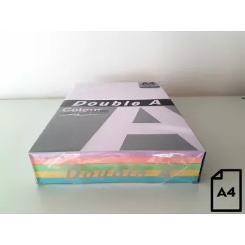 Kleurpapier Double A, 80 g, A4, 500 vel, Rainbow 3, 5 kleuren