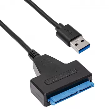Akyga AK-CA-86 SATA naar USB-A 3.0 adapterkabel voor 2,5-inch drives, 0,3 m, zwart