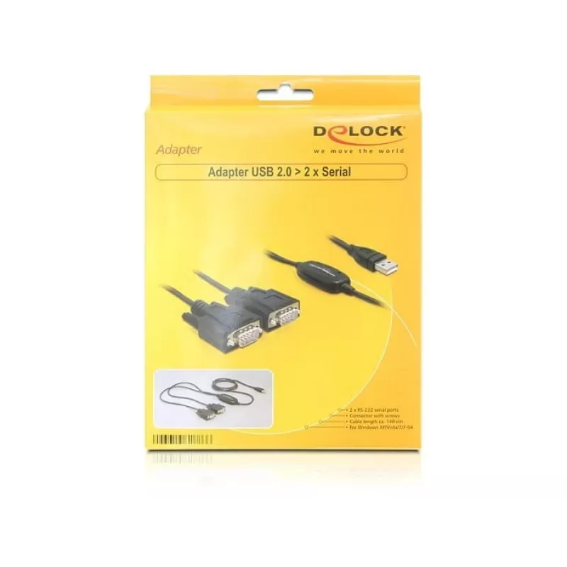 Seriële kabel DeLOCK 2x RS232/USB 2.0 zwart 61886