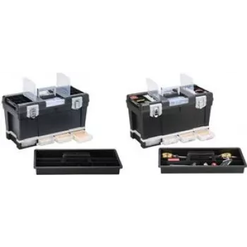 Opbergbox allit McPlus Depot S 23 — zwart polypropyleen, compact stapelbare bak