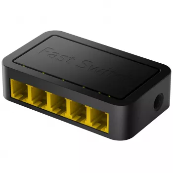 Netwerkswitch Cudy FS105D — 5-poorts Fast Ethernet 10/100, 1 Gbit/s switching, zwart