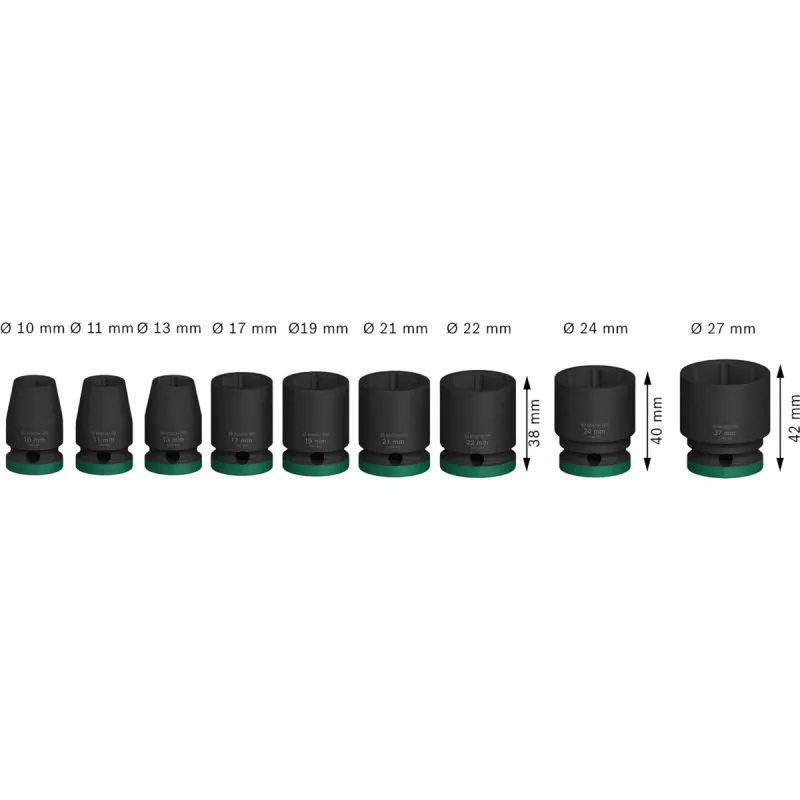 Slagsleutelset Bosch Powertools PRO 1/2 inch 9-delig, zwart