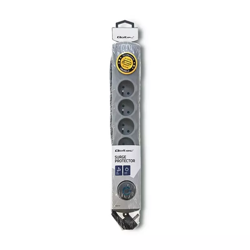 Overspanningsbeveiliging QOLTEC 50199 — 6 stopcontacten, 5 m kabel
