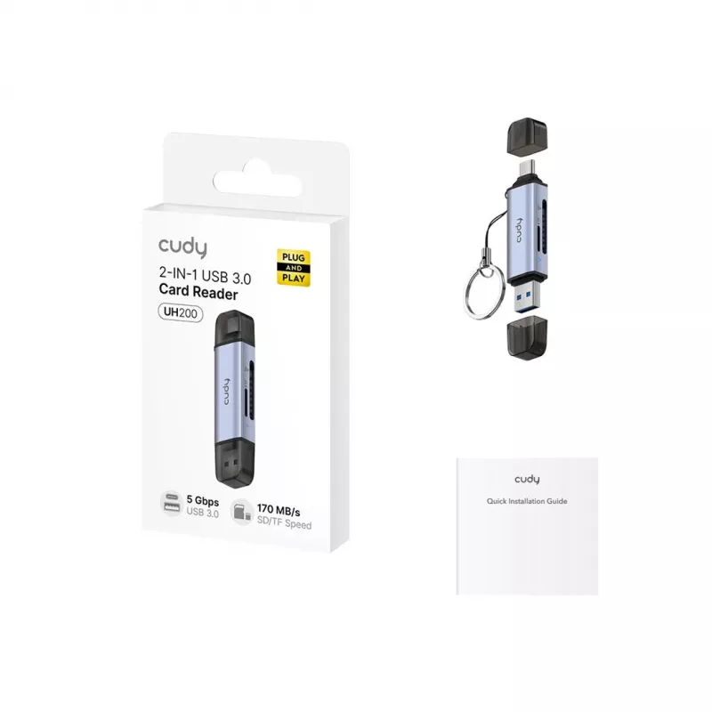 CUDY UH200 2-in-1 USB 3.0-kaartlezer