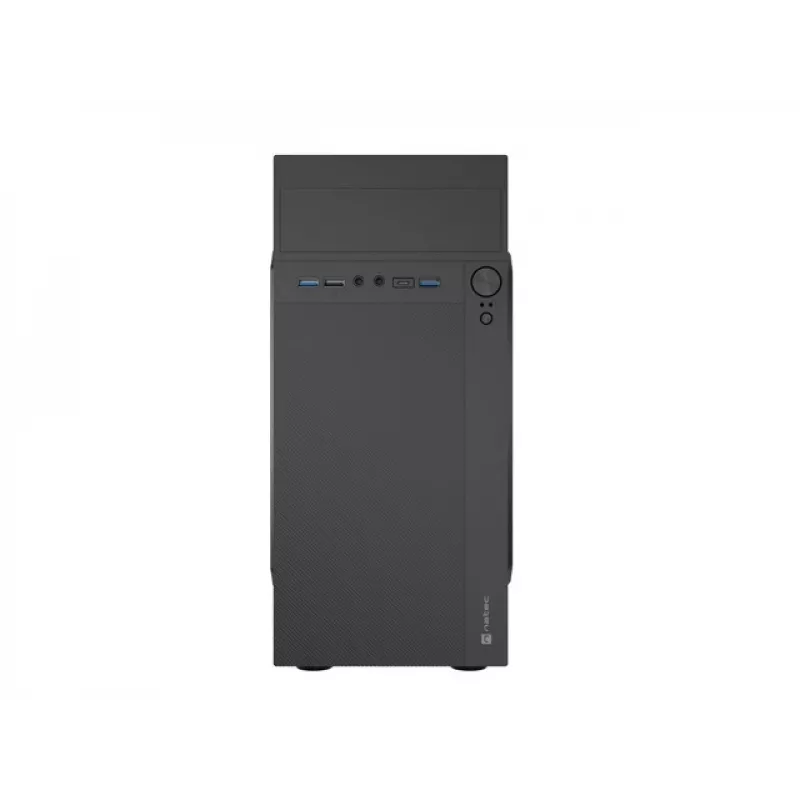 PC-behuizing NATEC Helix Mini Tower zwart — microATX/Mini-ITX, 3×3,5 inch + 5×2,5 inch, 33 cm GPU, USB-C/USB-A aansluitingen