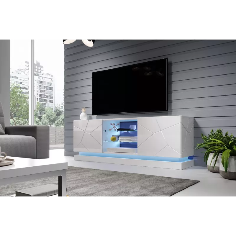 Cama Meble QIU 160 tv-kast, MDF, wit hoogglans