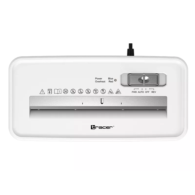 Papiervernietiger TRACER Tracer 47584 — kruissnit 6 mm, tot 5–6 vel, bak 10 L, wit