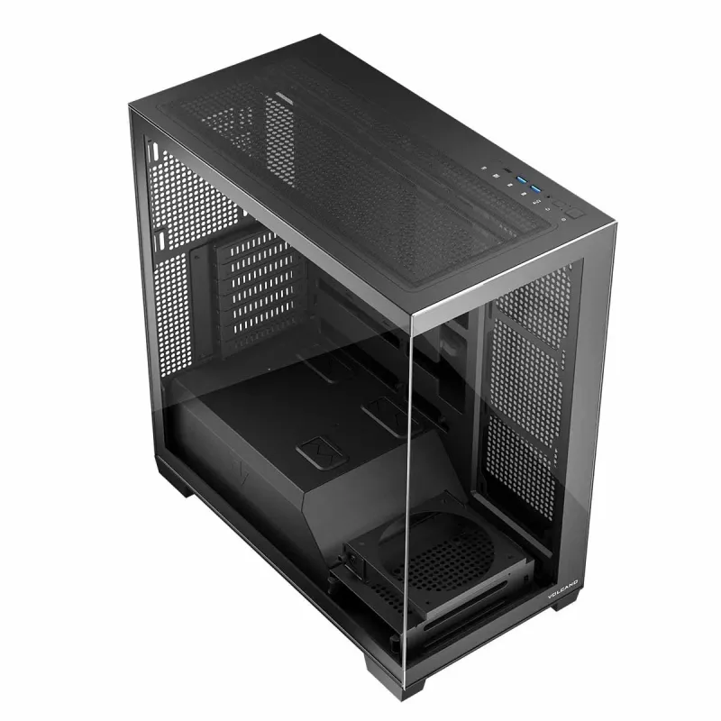 PC-behuizing MODECOM Volcano Stellar NF ATX Midi Tower, gehard glas, zwart, ondersteunt ATX/micro ATX, GPU tot 420 mm, CPU-koeler 175 mm