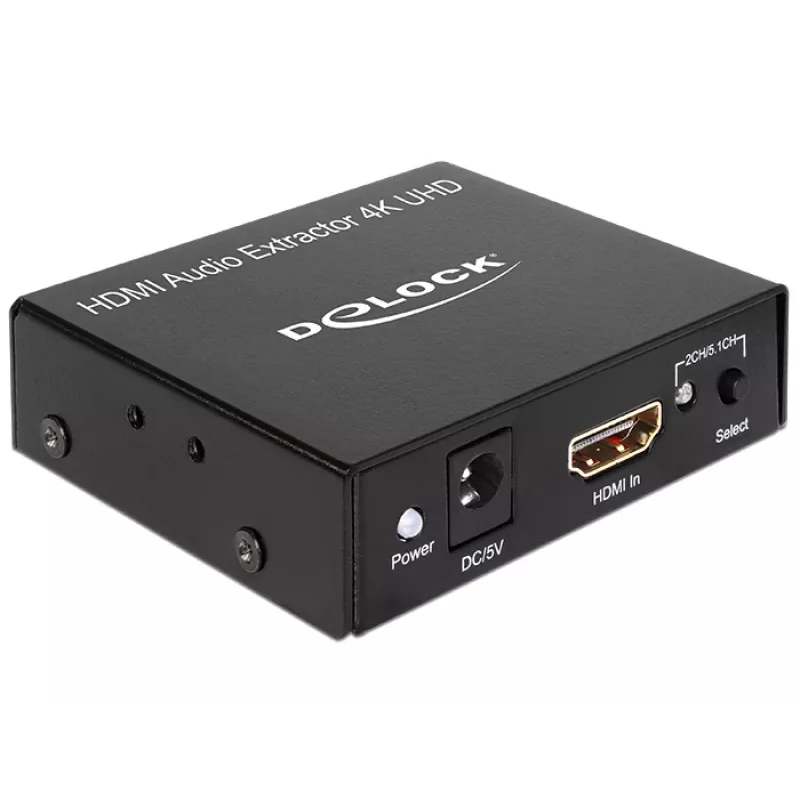 HDMI stereo / 5.1-kanaals audio-extractor 4K, adapter zwart
