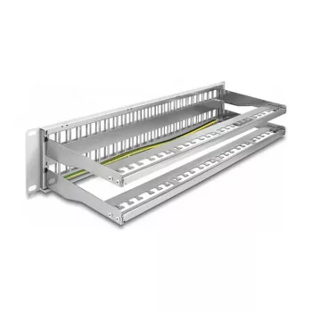 DeLOCK 19 inch Keystone patchpanel 48 poorten met trekontlasting 2U grijs