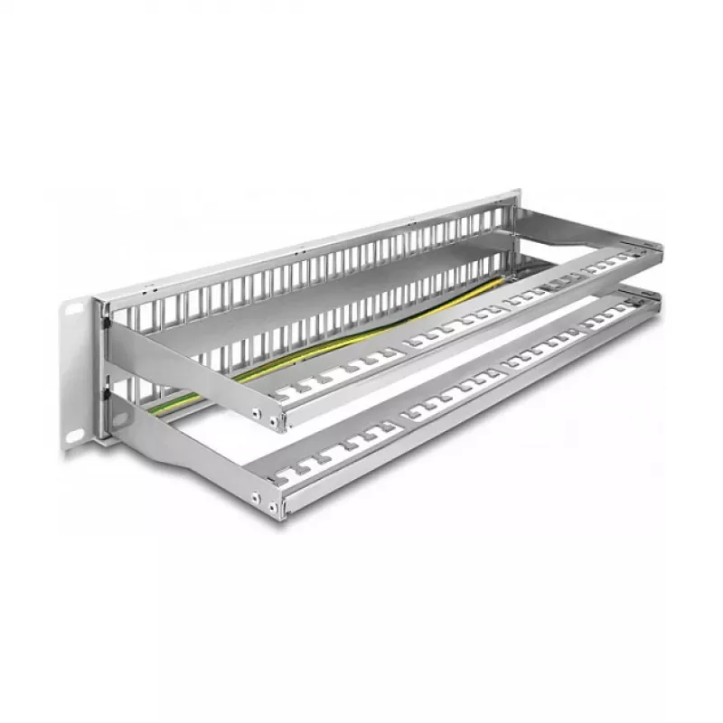 DeLOCK 19 inch Keystone patchpanel 48 poorten met trekontlasting 2U grijs