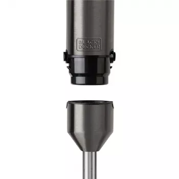 Staafmixer Black & Decker BXHBA1200E — handmixer 1200 W, 4 RVS-messen, turbo, afneembare onderdelen, zwart