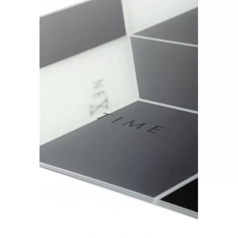 NeXtime klok 8171 Cubic, 43,5x37 cm, wand, zwart/wit/grijs