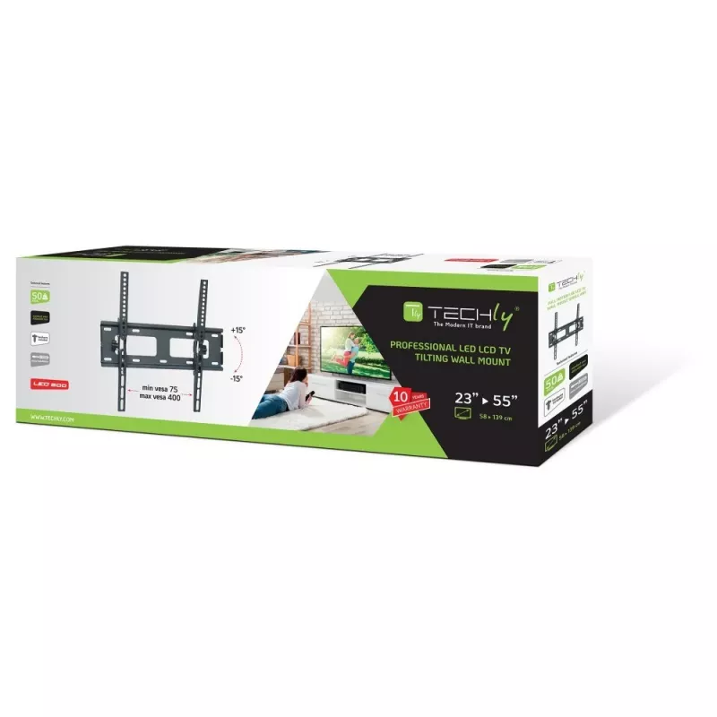 Techly 23-55 inch wandbeugel voor LED LCD TV kantelbaar ICA-PLB 131M
