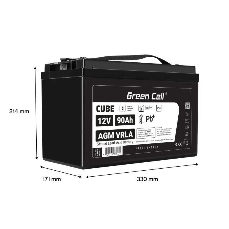 Batterij AGM VRLA 12V 90Ah IP54