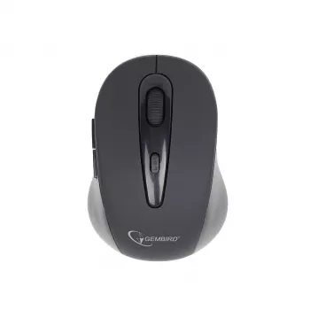Draadloze optische Bluetooth-muis GEMBIRD MUSWB2 — voor rechtshandigen, 1600 DPI, 6 knoppen, zwart/grijs, AAA-batterijen