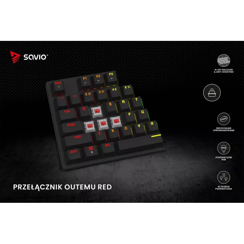 Mechanisch toetsenbord RGB Tempest X2 Outemu Red Savio Savgk-tempest X2 Red