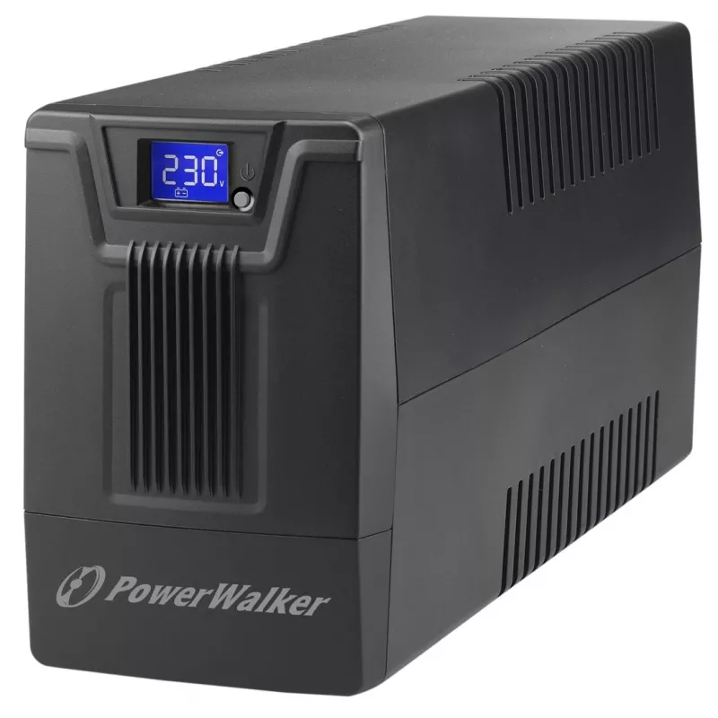 Uninterruptible Power Supply PowerWalker VI 800 SCL FR — line-interactive UPS 0,8 kVA (480 W), 2 stopcontacten type E, USB, RJ-45/RJ-11, 12V 9Ah accu, tower, zwart